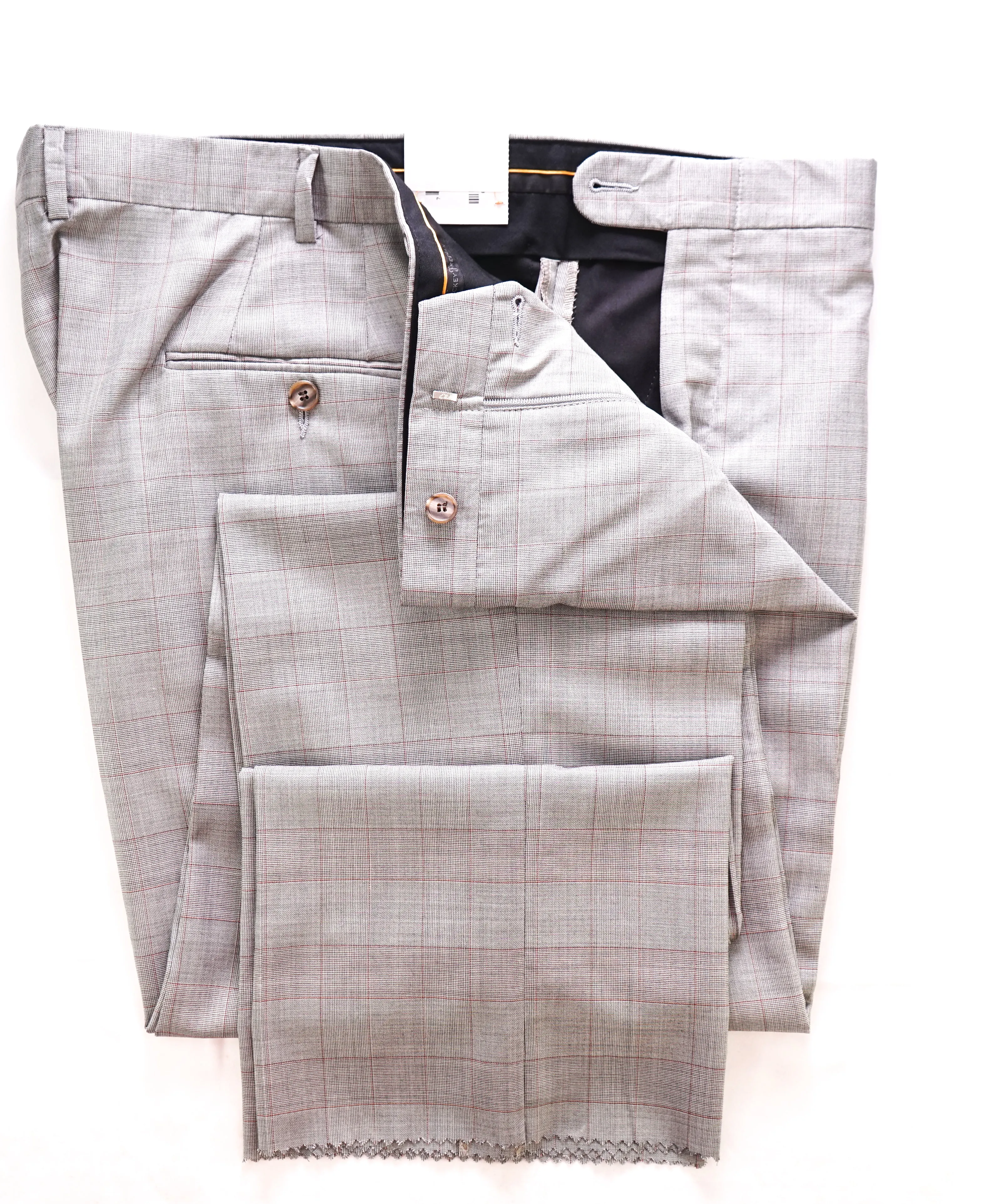 HICKEY FREEMAN - Prince Of Wales Check Black/White/Red Silk Blend Pants - 42W