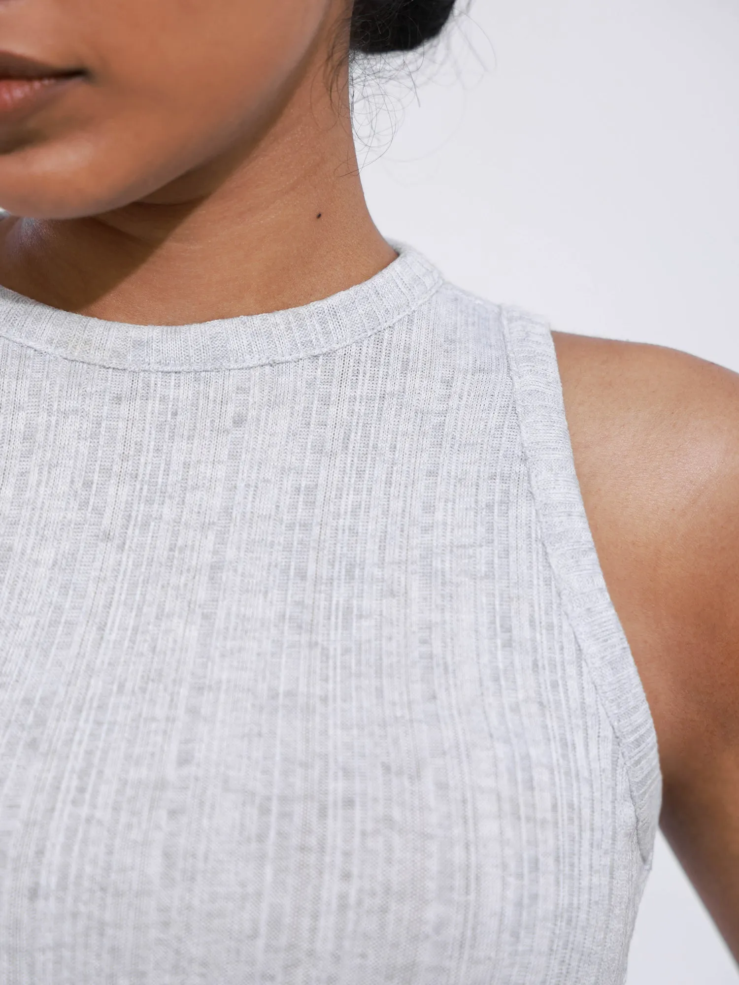High Neck Sleeveless Rib Top