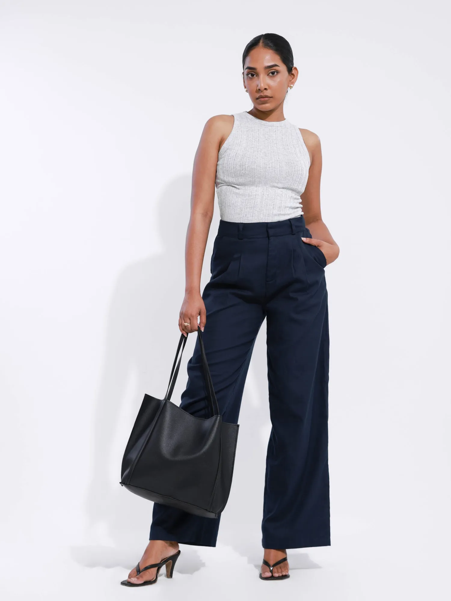 High Neck Sleeveless Rib Top