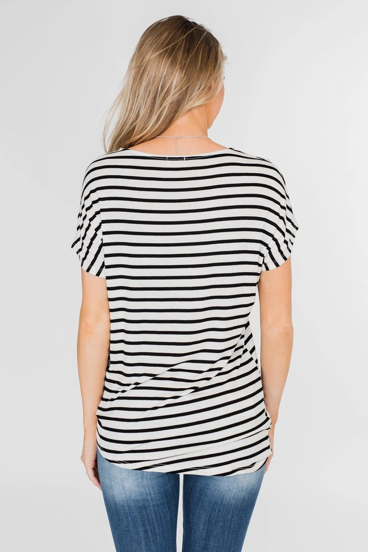 Hold That Thought Striped Top - Black & Ivory