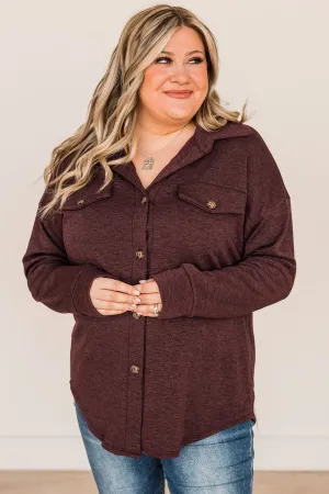 Hooked On Your Love Button Top- Plum