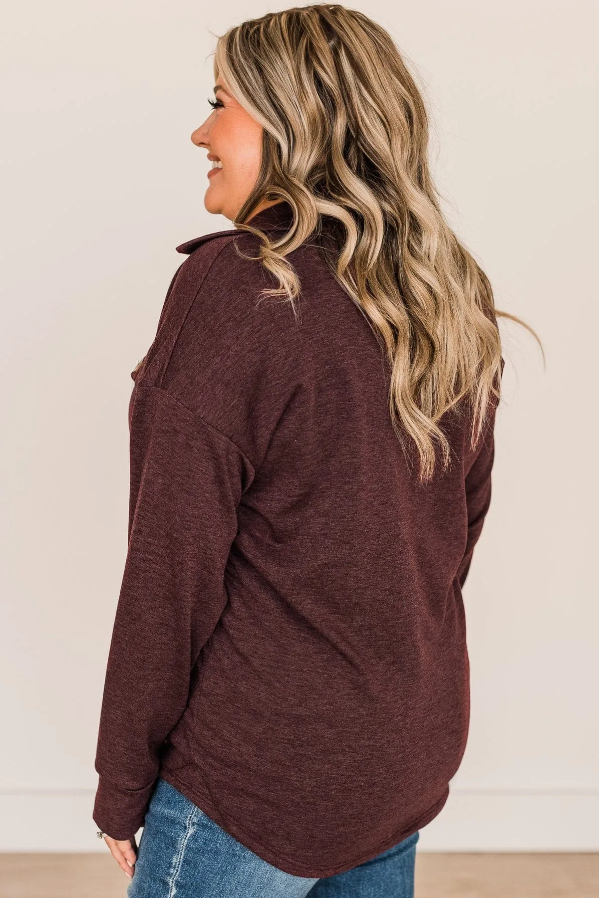 Hooked On Your Love Button Top- Plum