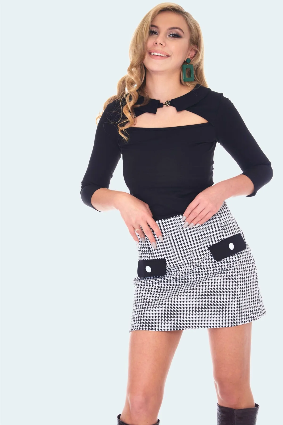 Houndstooth Cathy Mini Skirt