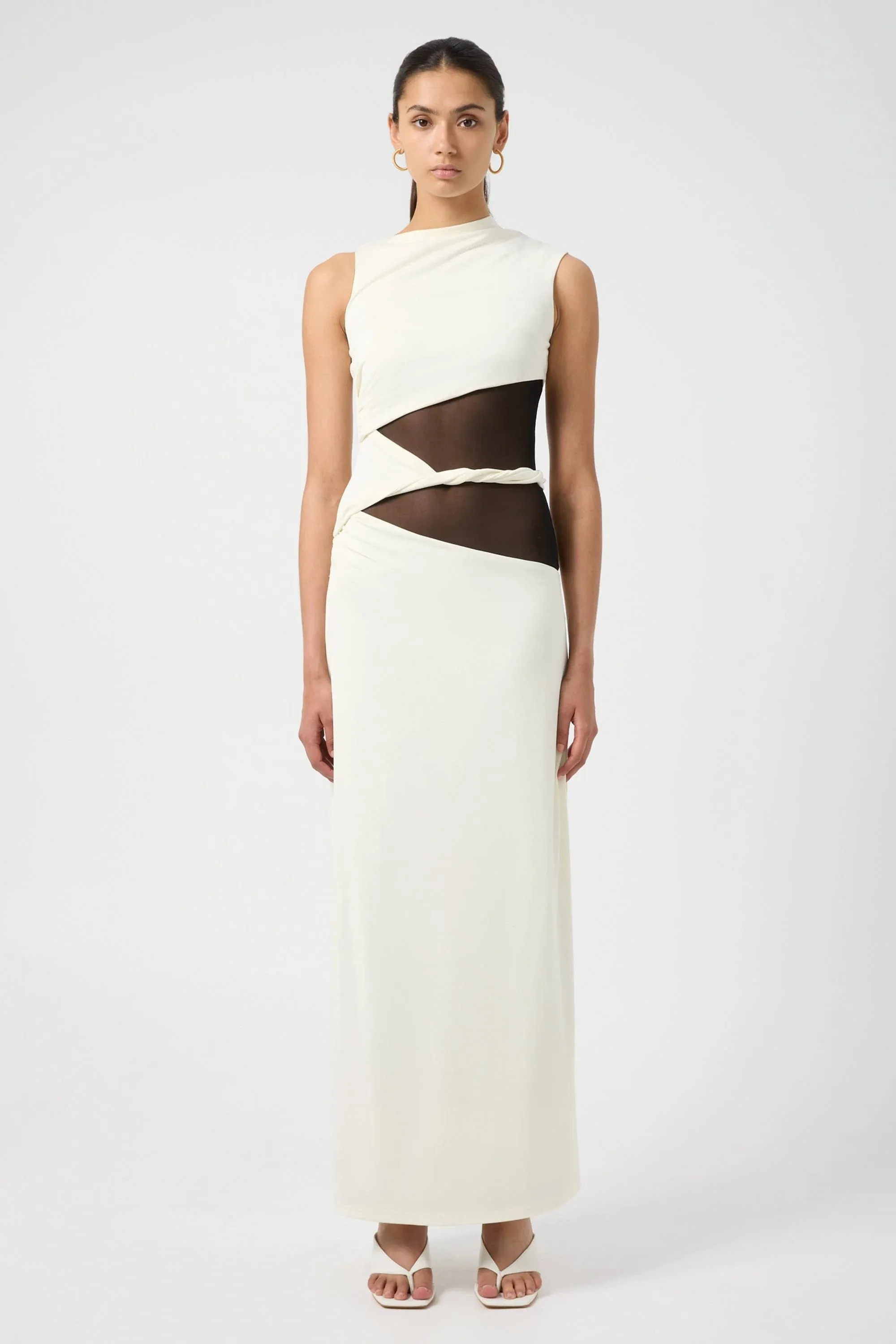 INTERWEAVE DRAPE MAXI DRESS - CREAM