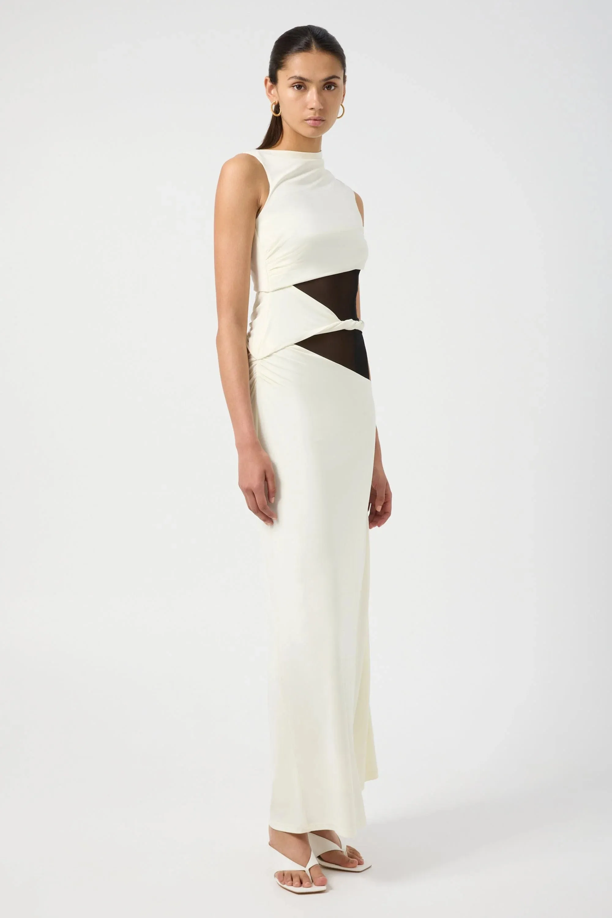 INTERWEAVE DRAPE MAXI DRESS - CREAM