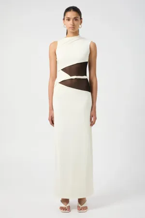INTERWEAVE DRAPE MAXI DRESS - CREAM