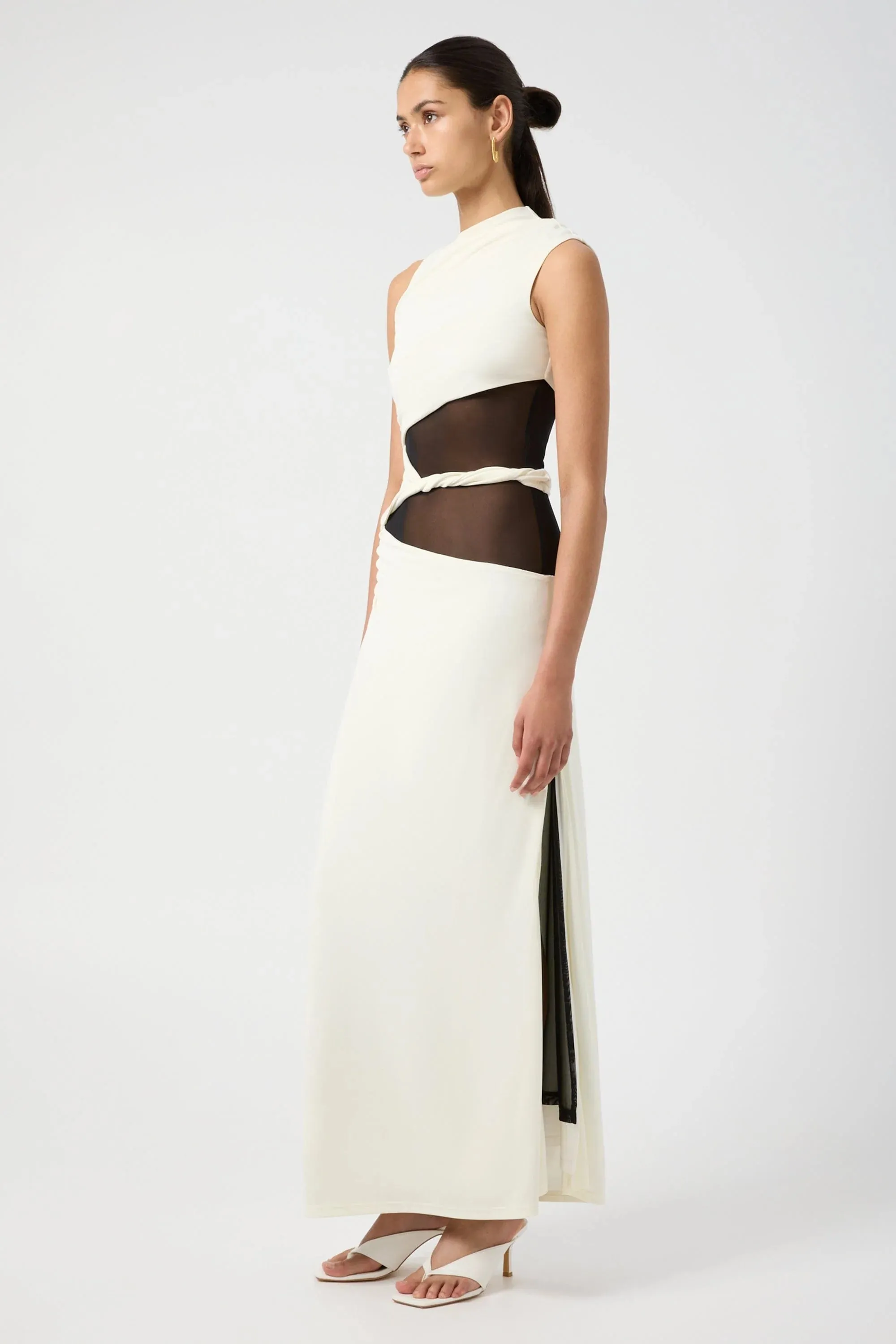 INTERWEAVE DRAPE MAXI DRESS - CREAM