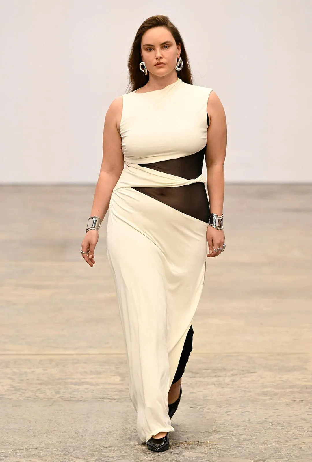 INTERWEAVE DRAPE MAXI DRESS - CREAM