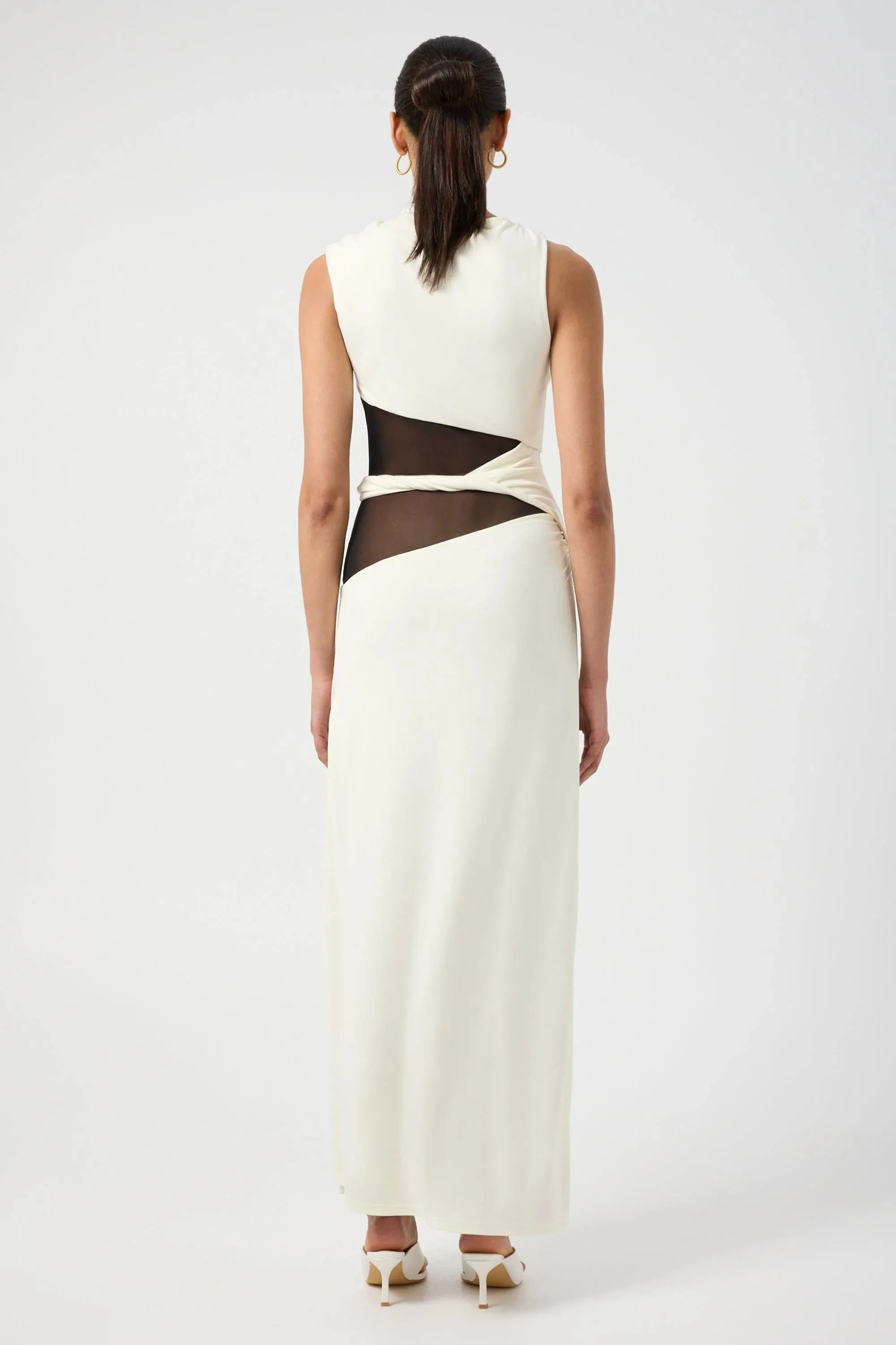 INTERWEAVE DRAPE MAXI DRESS - CREAM