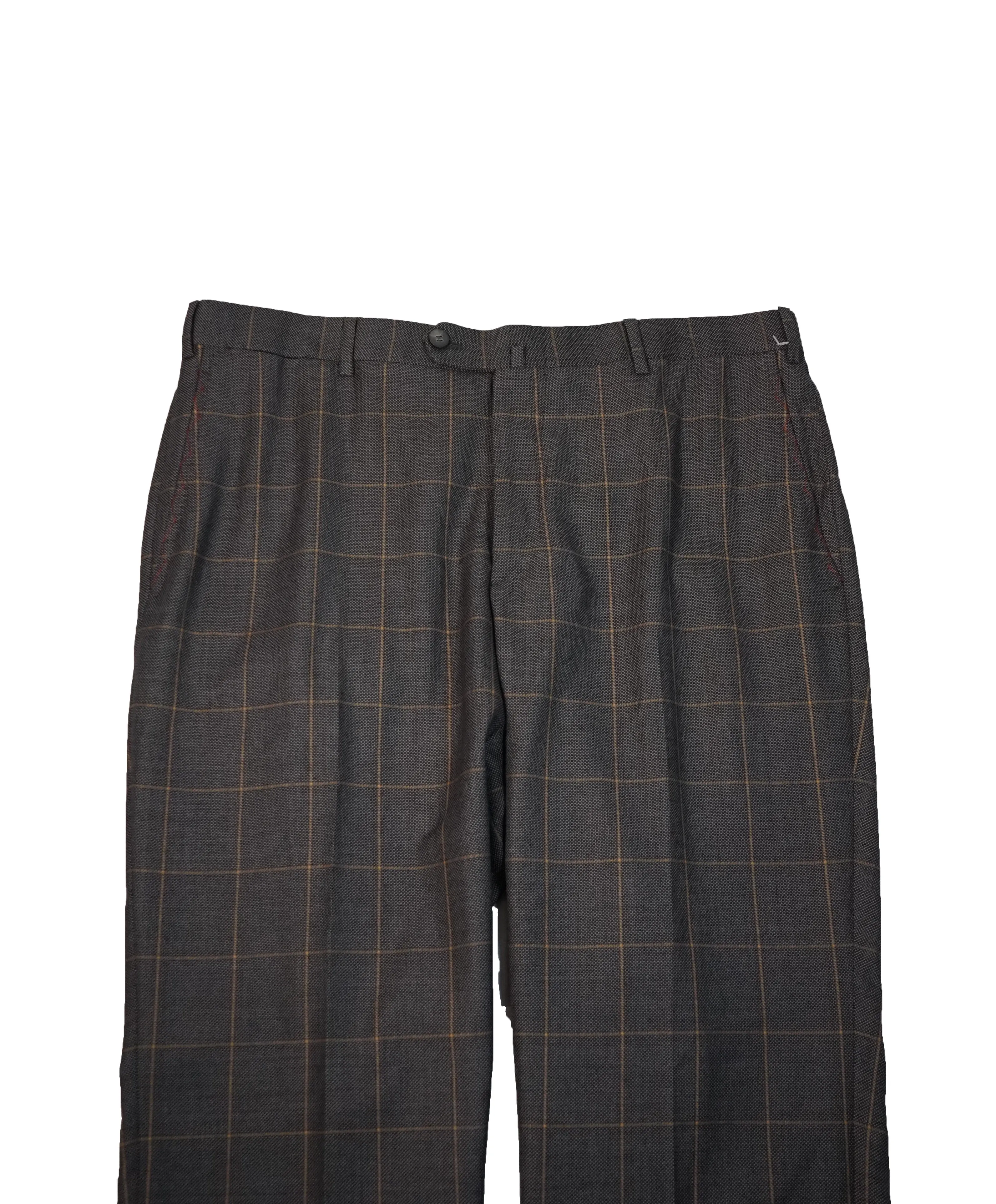 ISAIA - Pumpkin Windowpane /Birdseye Dress Pants Flat Front - 35W