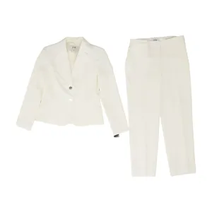 Ivory Solid Blazer and Pants Set
