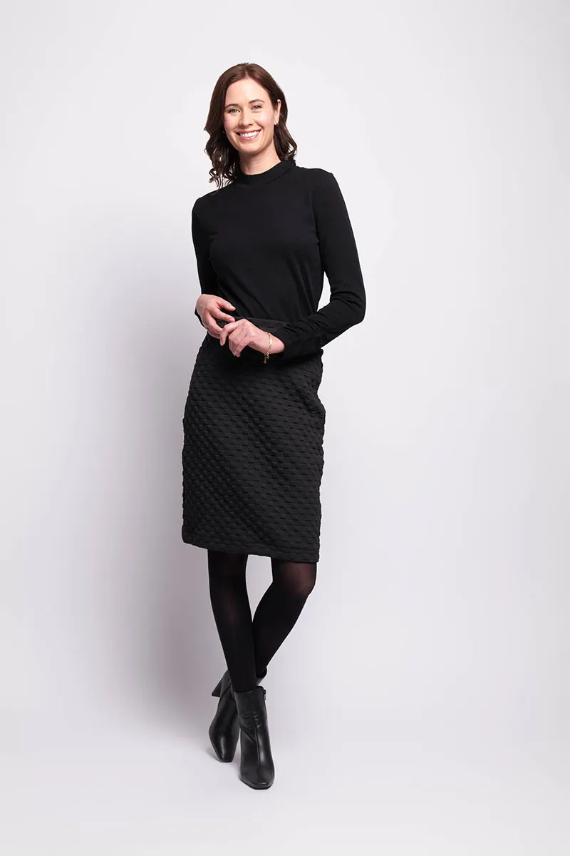 Jacquard Knit Skirt in Black Check