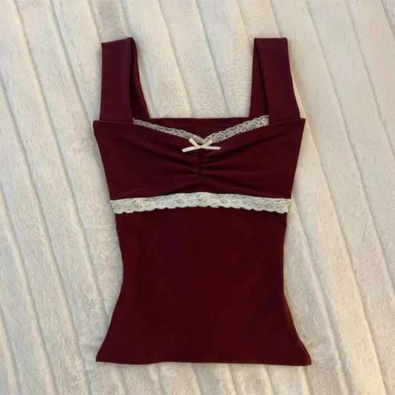 JazzHer Harajuku Halter tops Fashion Sweet Soft Y2K Women Sleeveless Clothing Classic Chic Singlet Sweet Cute Sleeveless Maiden Camisole