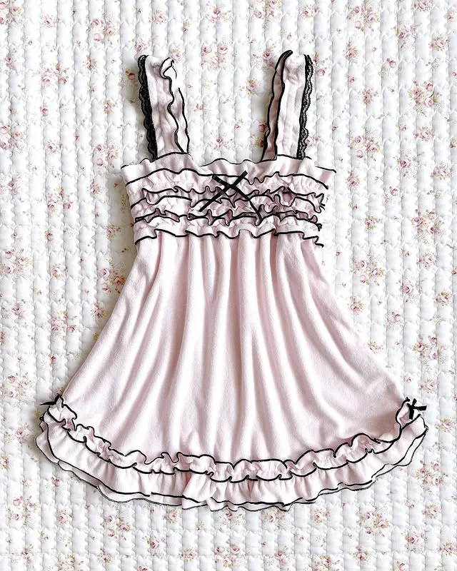 JazzHer Harajuku Halter tops Fashion Sweet Soft Y2K Women Sleeveless Clothing Classic Chic Singlet Sweet Cute Sleeveless Maiden Camisole