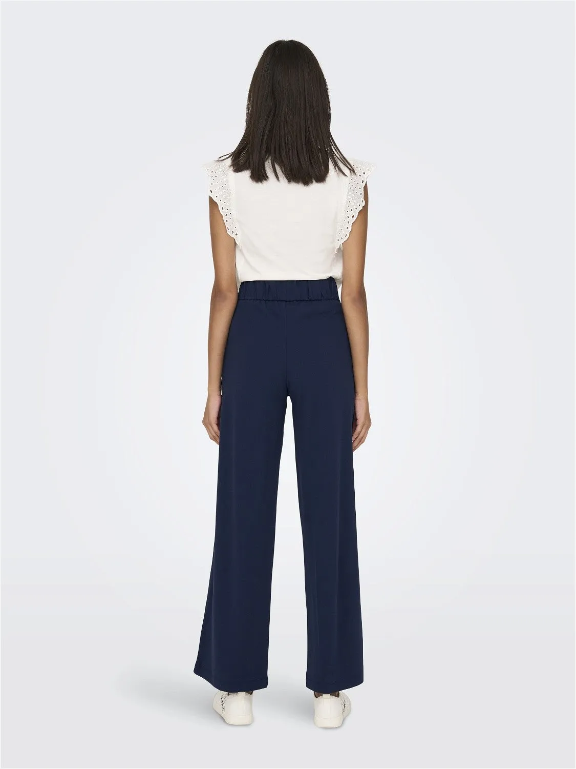 JDY Geggo Wide Leg Elasticated Waist Trousers 32" leg-Dark Blue