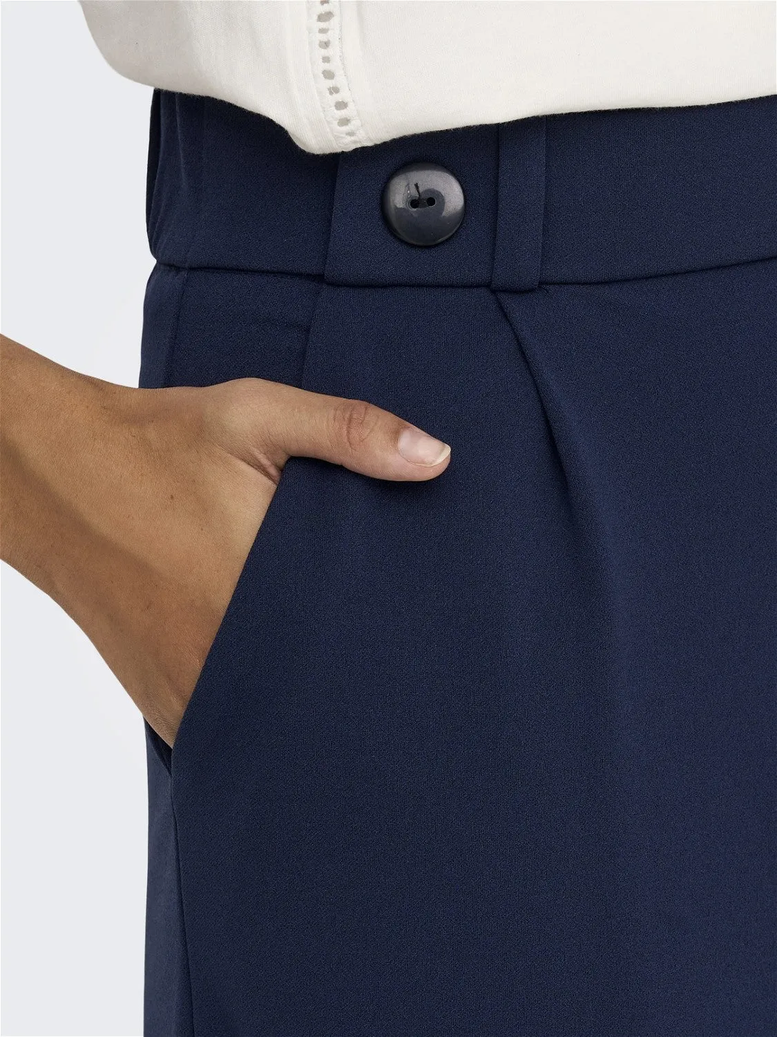 JDY Geggo Wide Leg Elasticated Waist Trousers 32" leg-Dark Blue