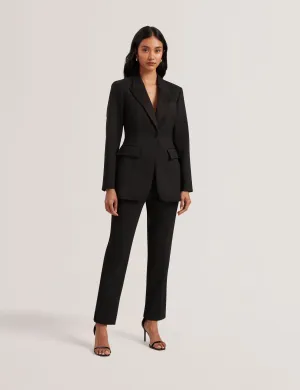 Jingu Contrast Satin Hourglass Tailored Blazer Black
