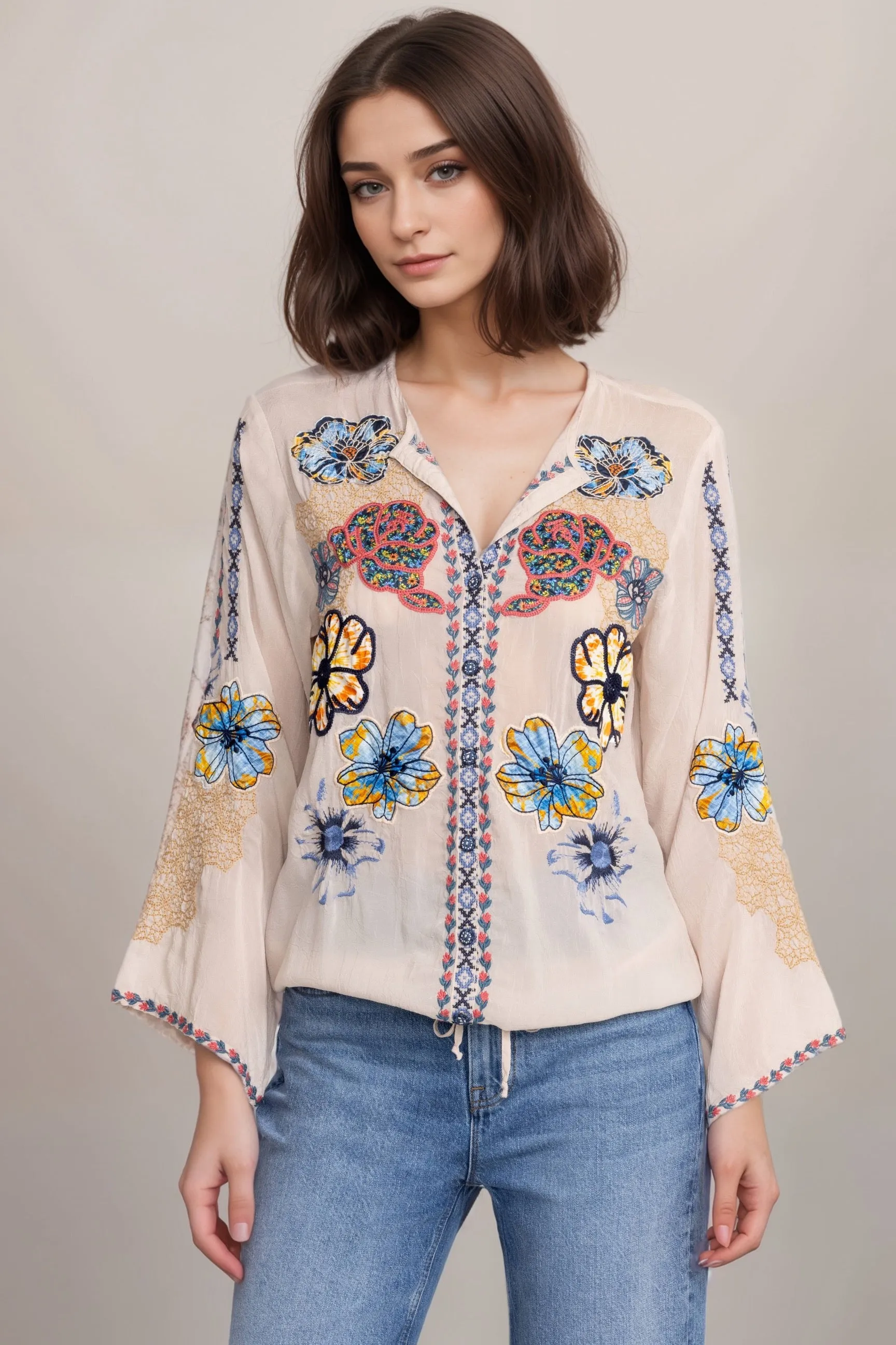 Johnny Was Dianne Button-Down Blouse C16124 *