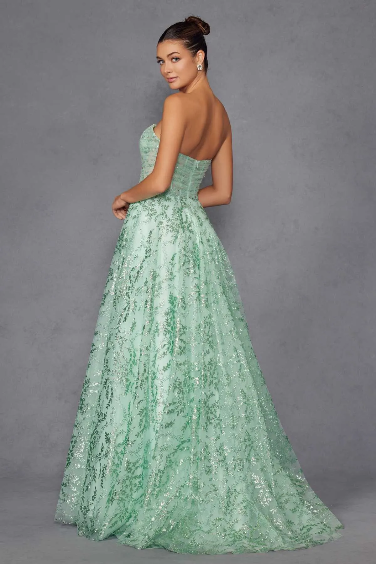 Juliet JT2547S Strapless Sweetheart A-Line Mint Gown