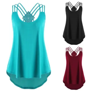 KANCOOLD tops high quality Ladies' Bandages Sleeveless Vest High Low Top Notes Strappy summer tops for women 2018 ap26