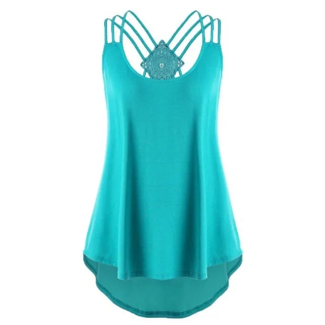 KANCOOLD tops high quality Ladies' Bandages Sleeveless Vest High Low Top Notes Strappy summer tops for women 2018 ap26