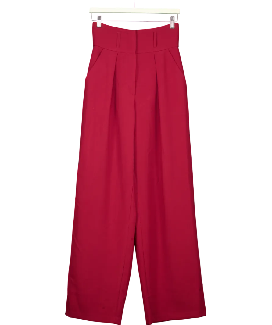 Karen Millen Red Premium Woven Viscose Crepe Wide Leg Trouser UK 6