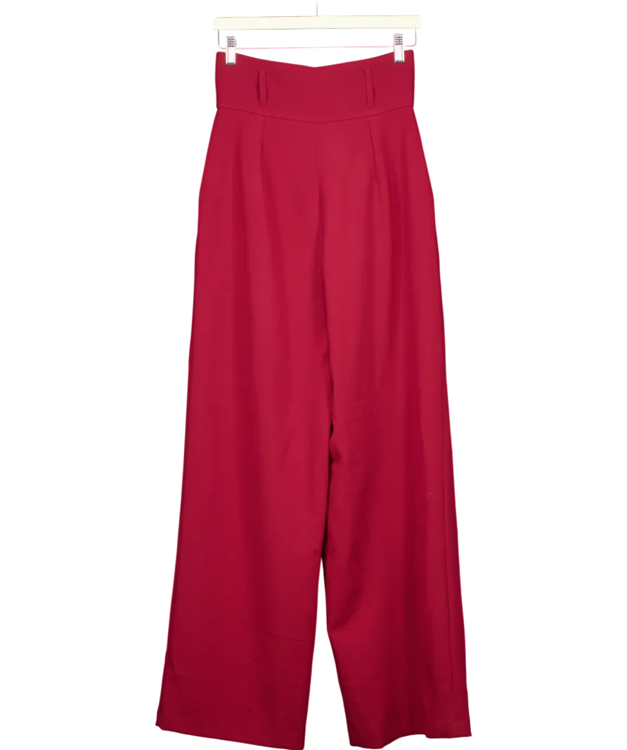 Karen Millen Red Premium Woven Viscose Crepe Wide Leg Trouser UK 6