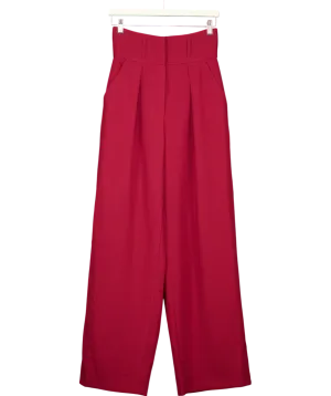 Karen Millen Red Premium Woven Viscose Crepe Wide Leg Trouser UK 6