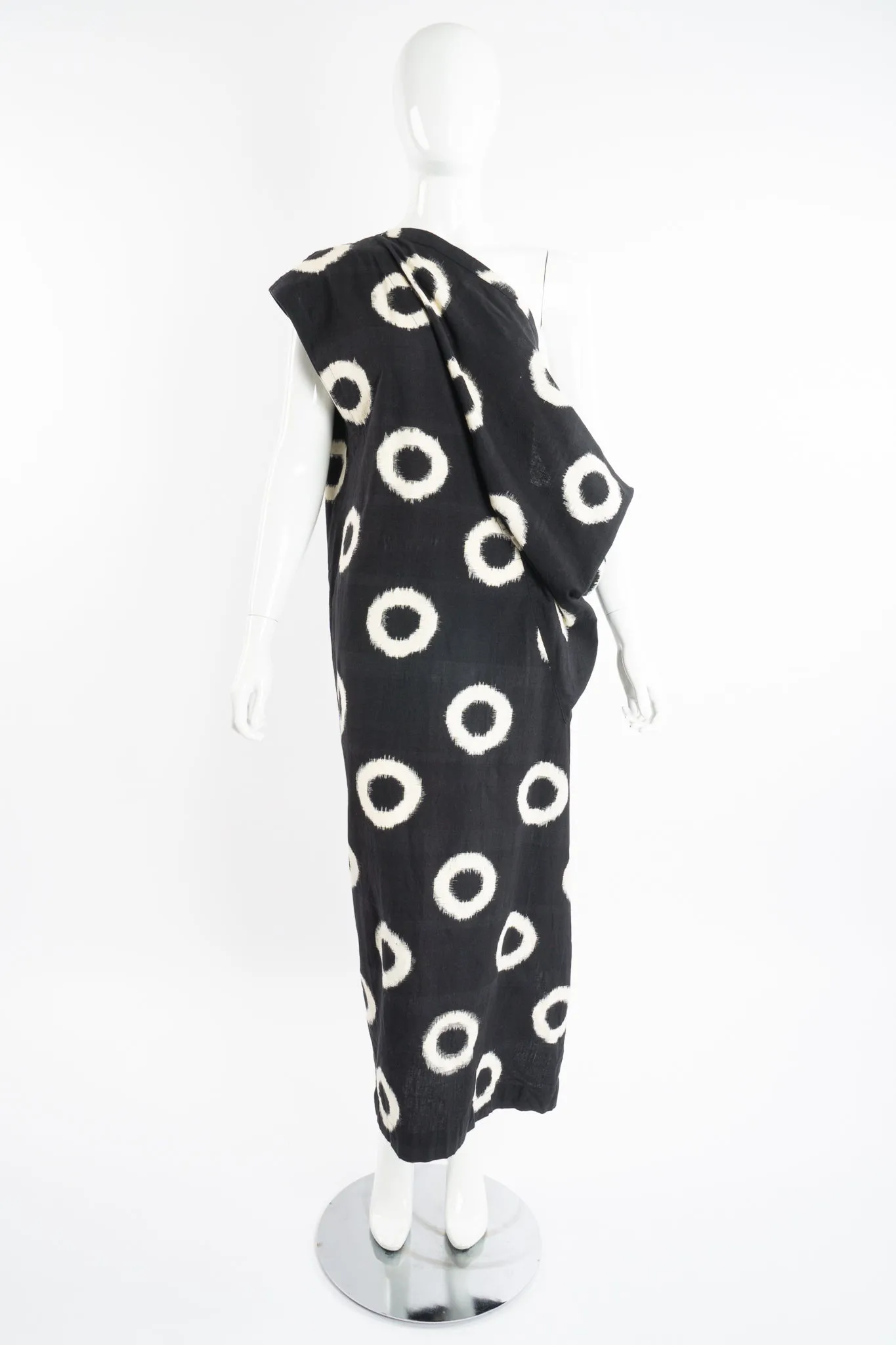 Kasuri One-Shoulder Draped Dress