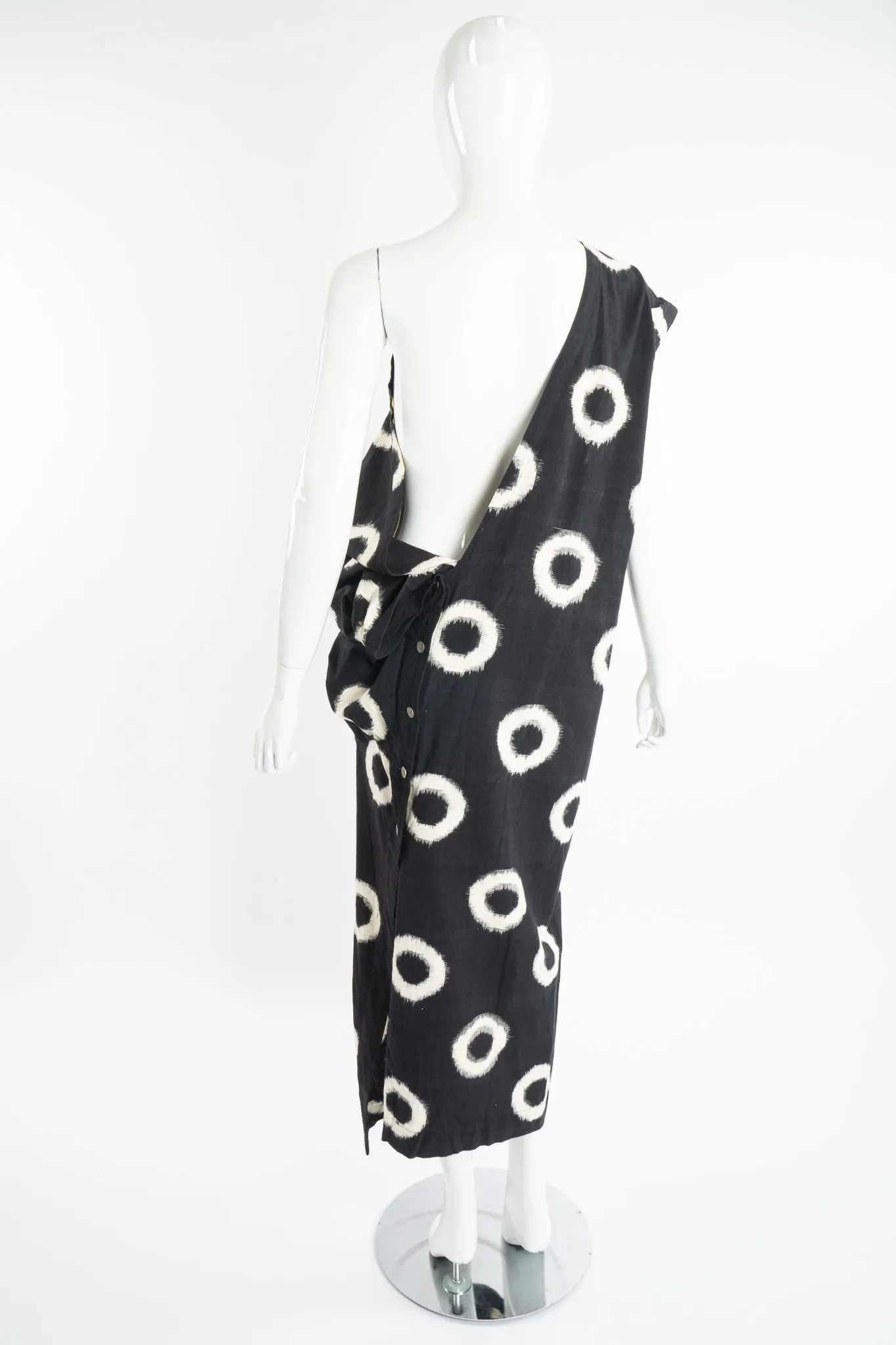 Kasuri One-Shoulder Draped Dress