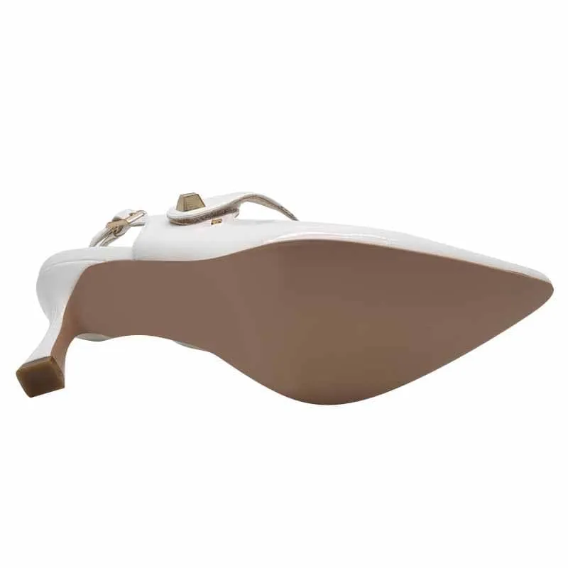 Kate Appleby White Patent Strap Shoe - Parciau