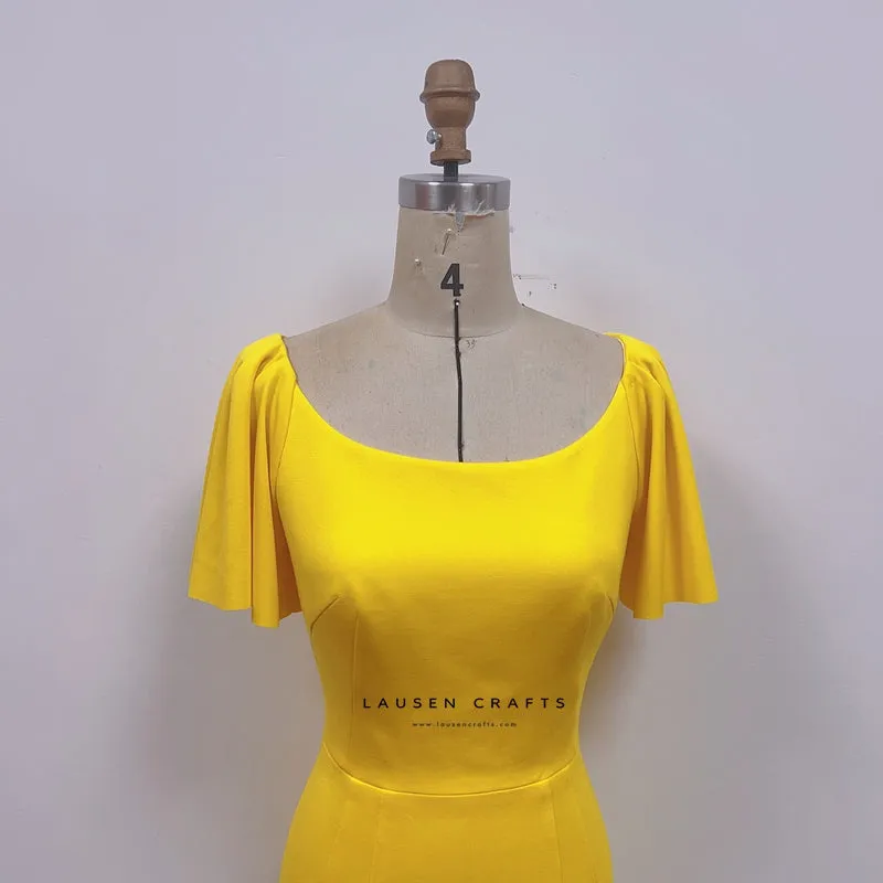 Kate Middleton Inspired Yellow Midi Cocktail Party Celebrity Dress