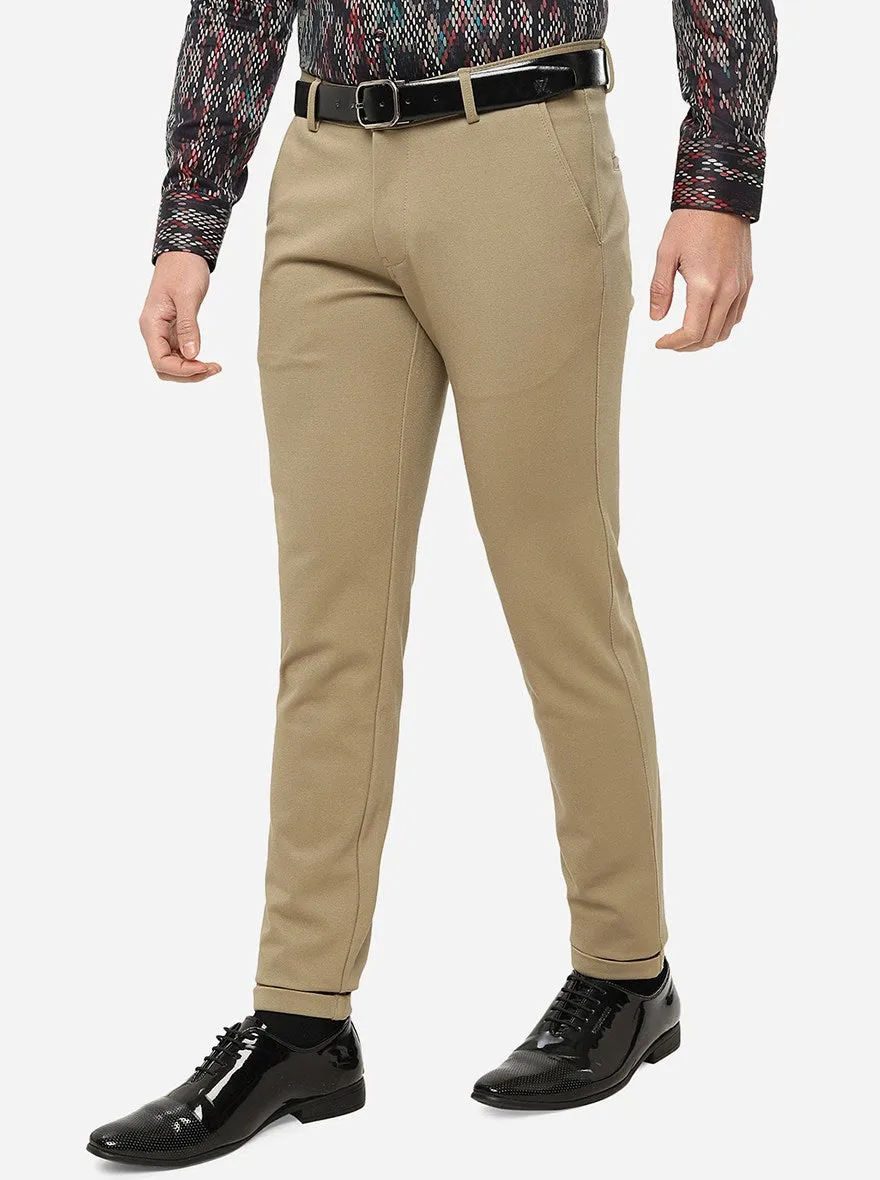 Khaki Solid Slim Fit Club Wear Trouser | JB Studio