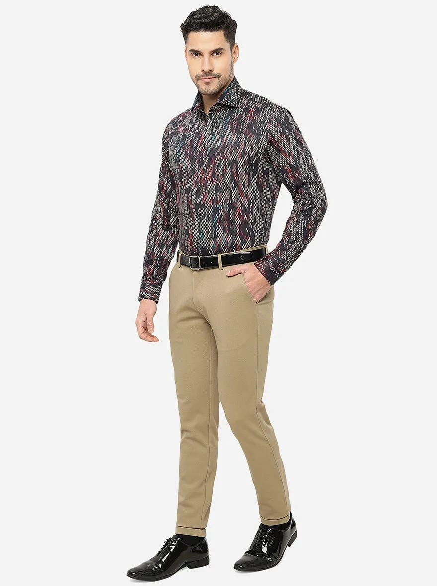 Khaki Solid Slim Fit Club Wear Trouser | JB Studio