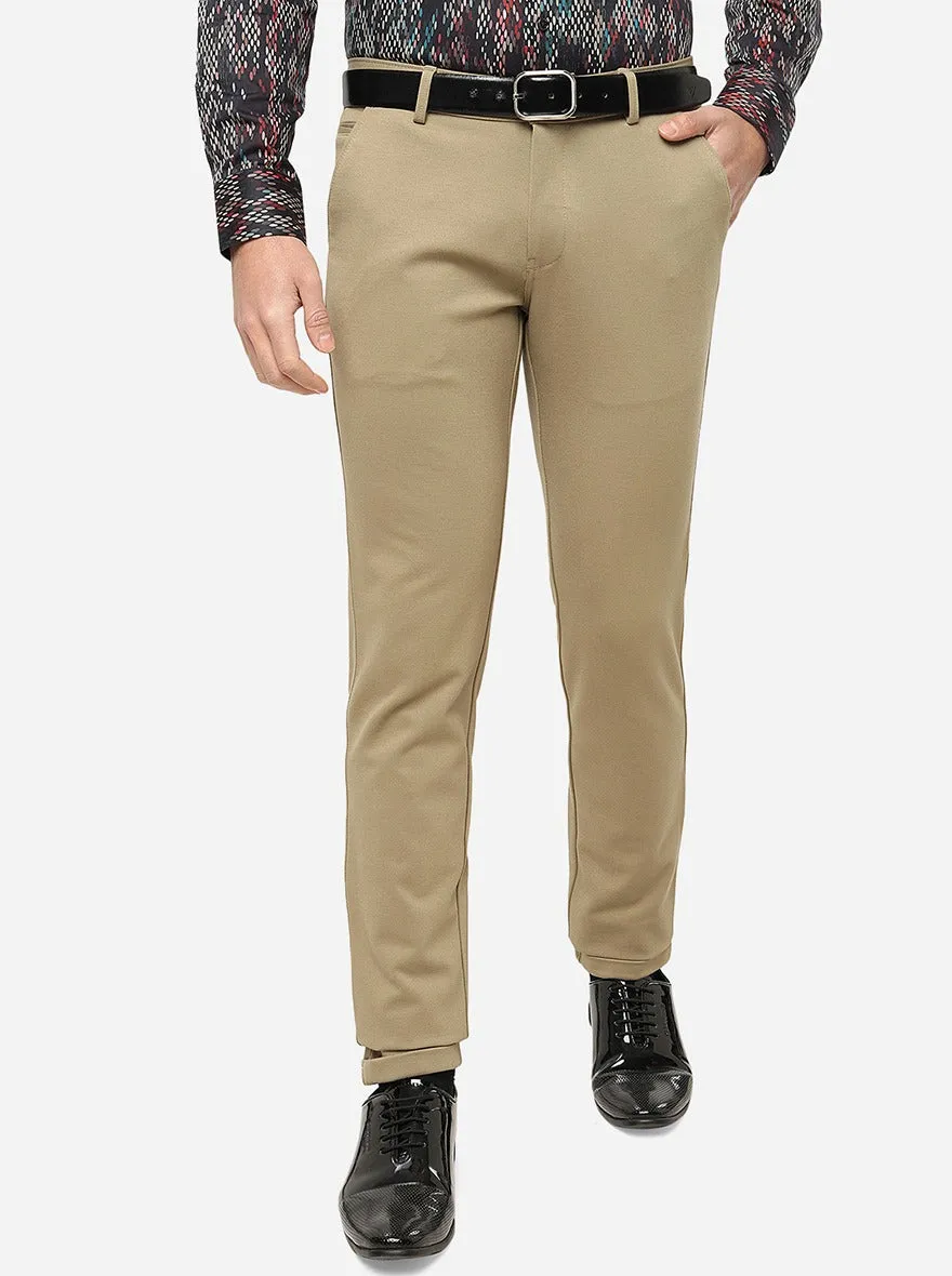 Khaki Solid Slim Fit Club Wear Trouser | JB Studio