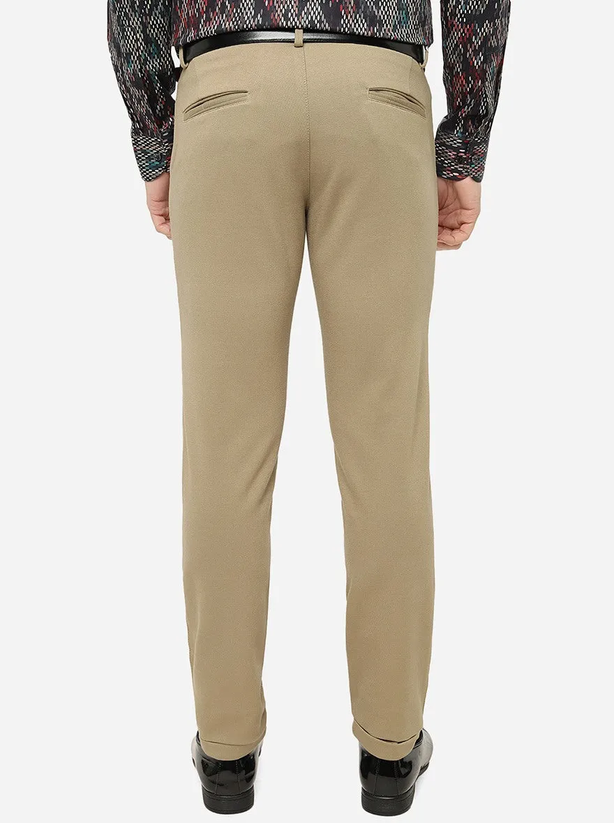 Khaki Solid Slim Fit Club Wear Trouser | JB Studio