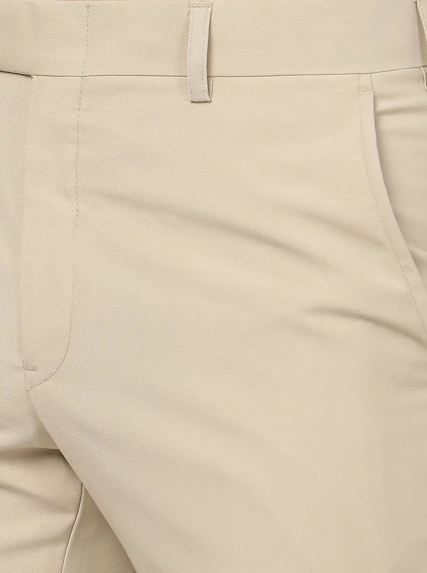 Khaki Solid Slim Fit Formal Trouser | Metal