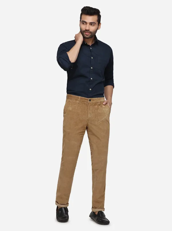 Khaki Solid Uno Fit Casual Trouser | JadeBlue