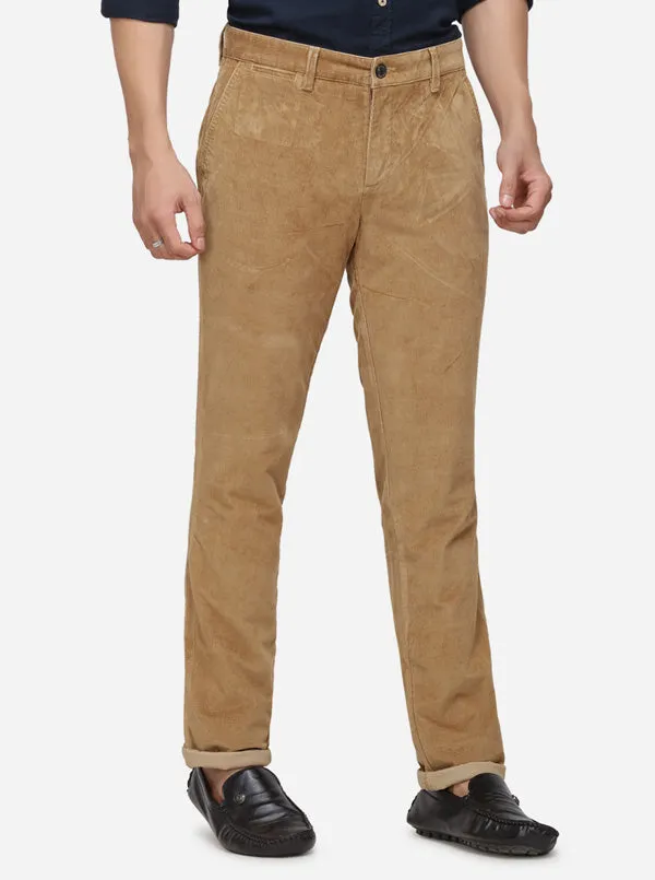 Khaki Solid Uno Fit Casual Trouser | JadeBlue