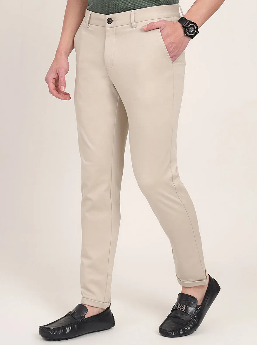 Khaki Solid Venice Fit Casual Trouser | JadeBlue