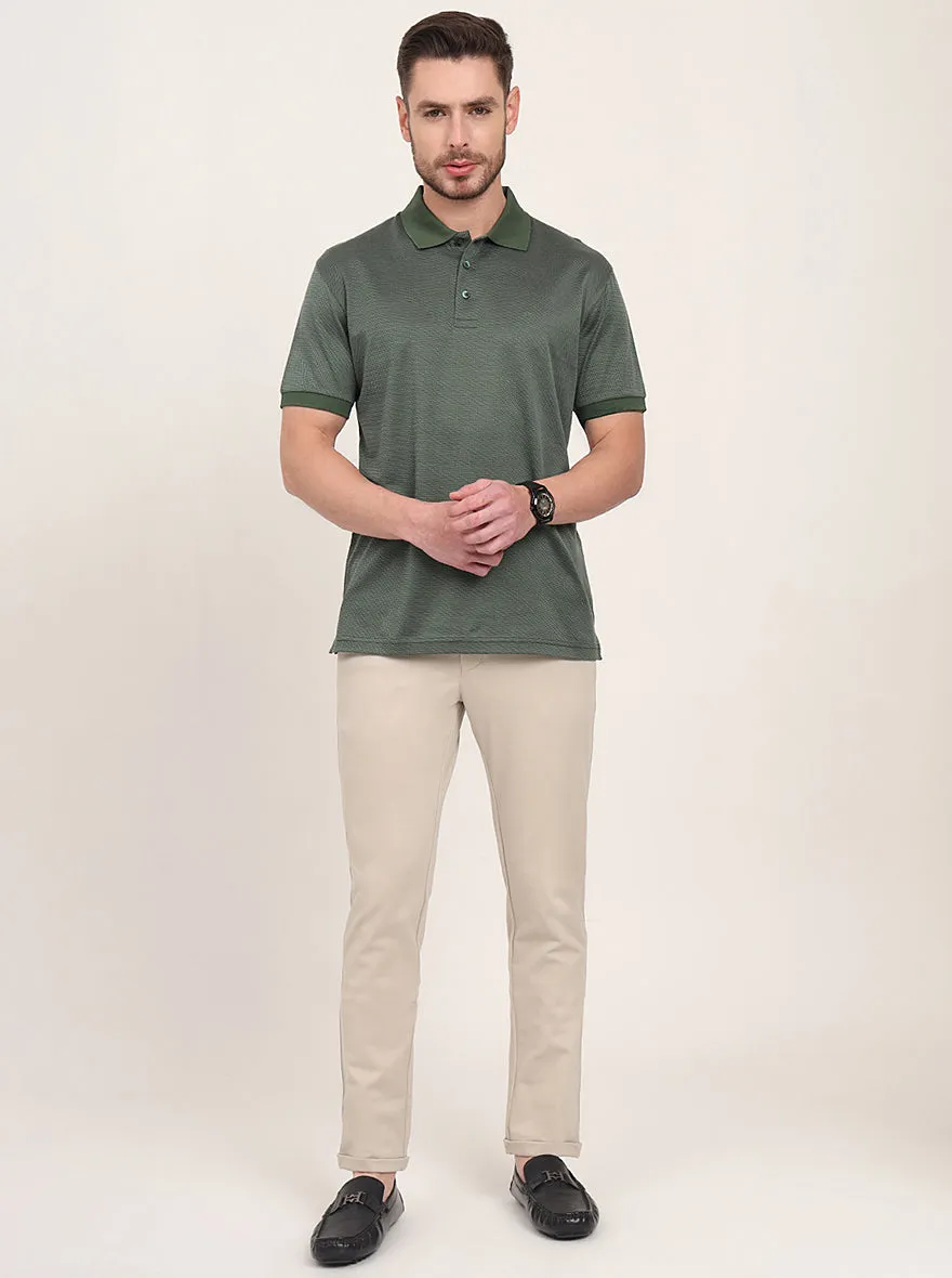 Khaki Solid Venice Fit Casual Trouser | JadeBlue