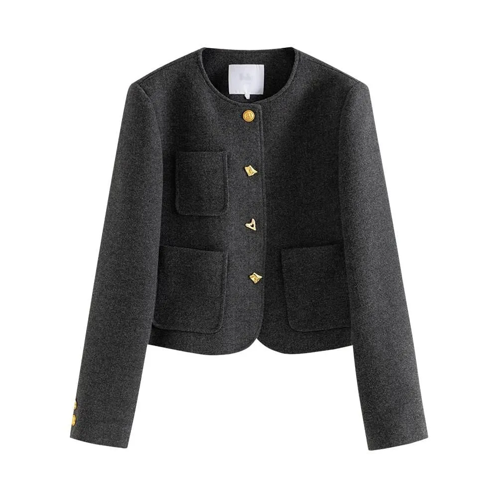 Korean Style Woolen Coat   Skirt Set for Stylish Women