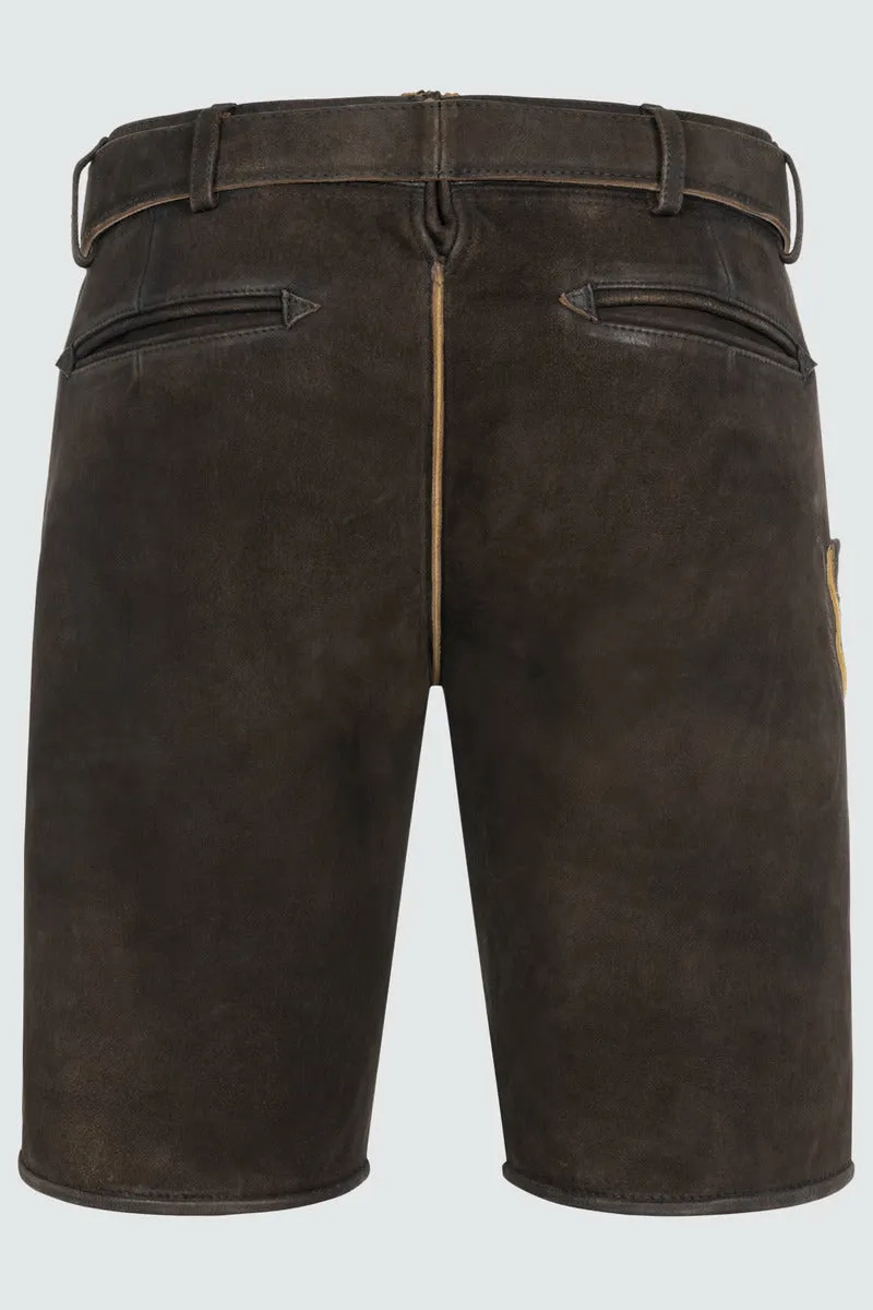 Kruger Men's Lederhosen "Brandon" (brown) with Belt