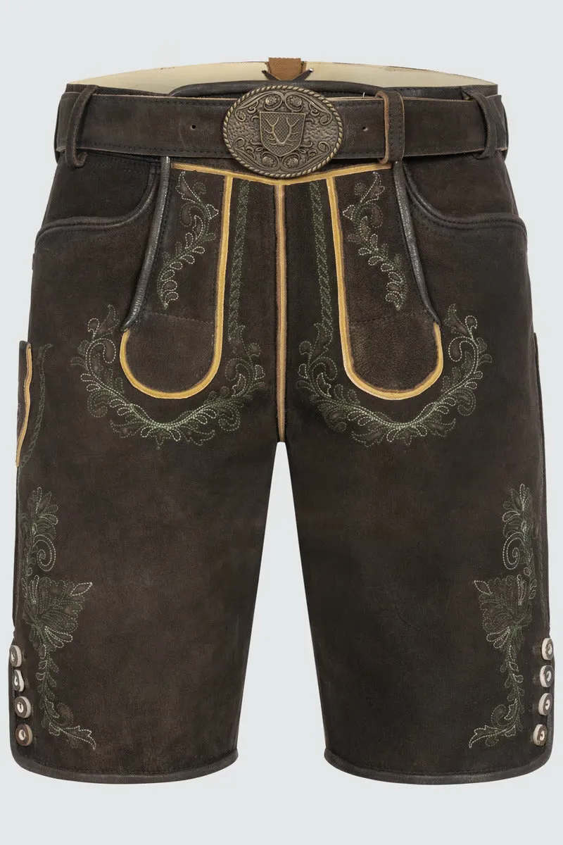 Kruger Men's Lederhosen "Brandon" (brown) with Belt
