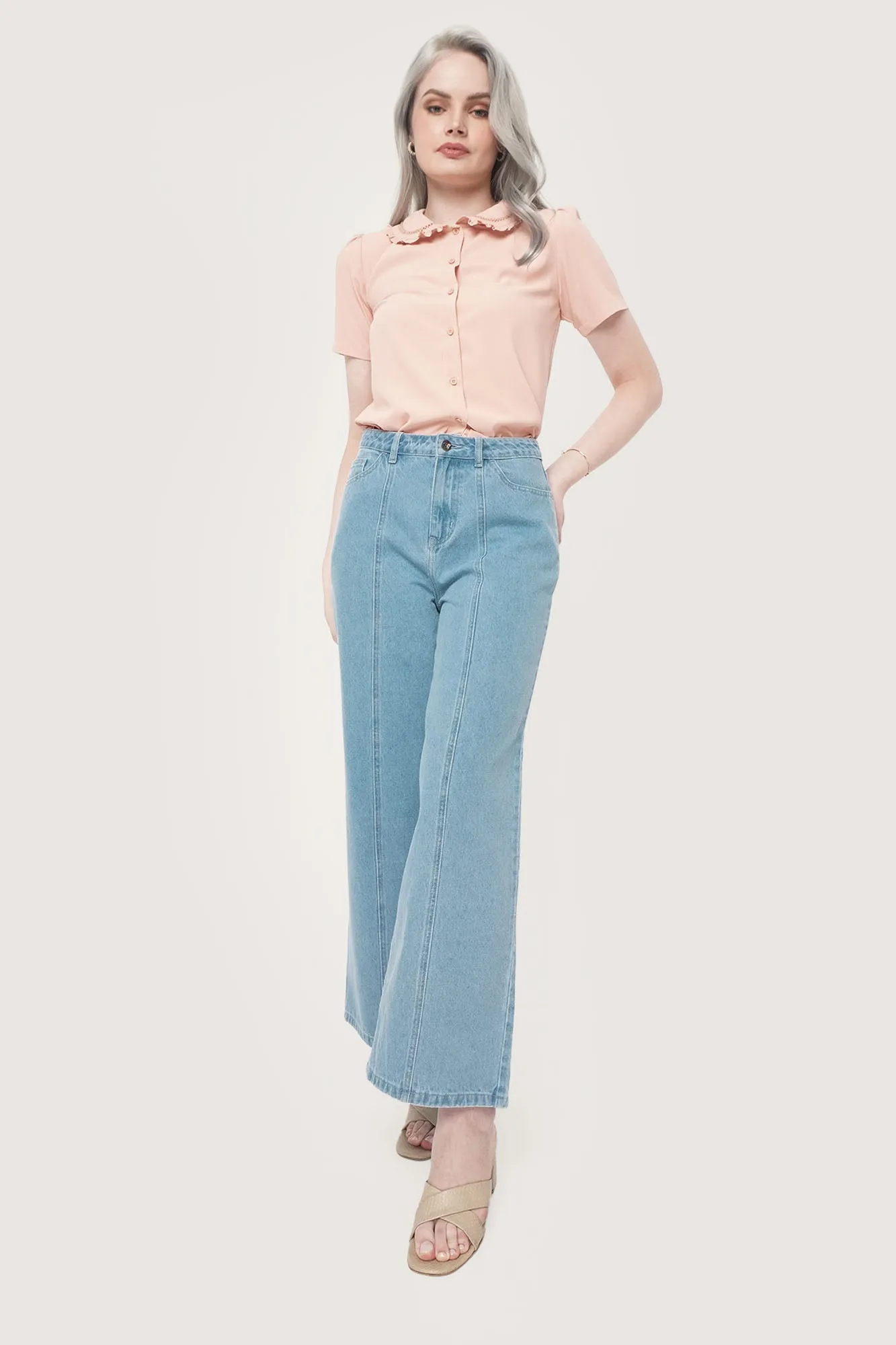 Lace Collar Button Down Shirt