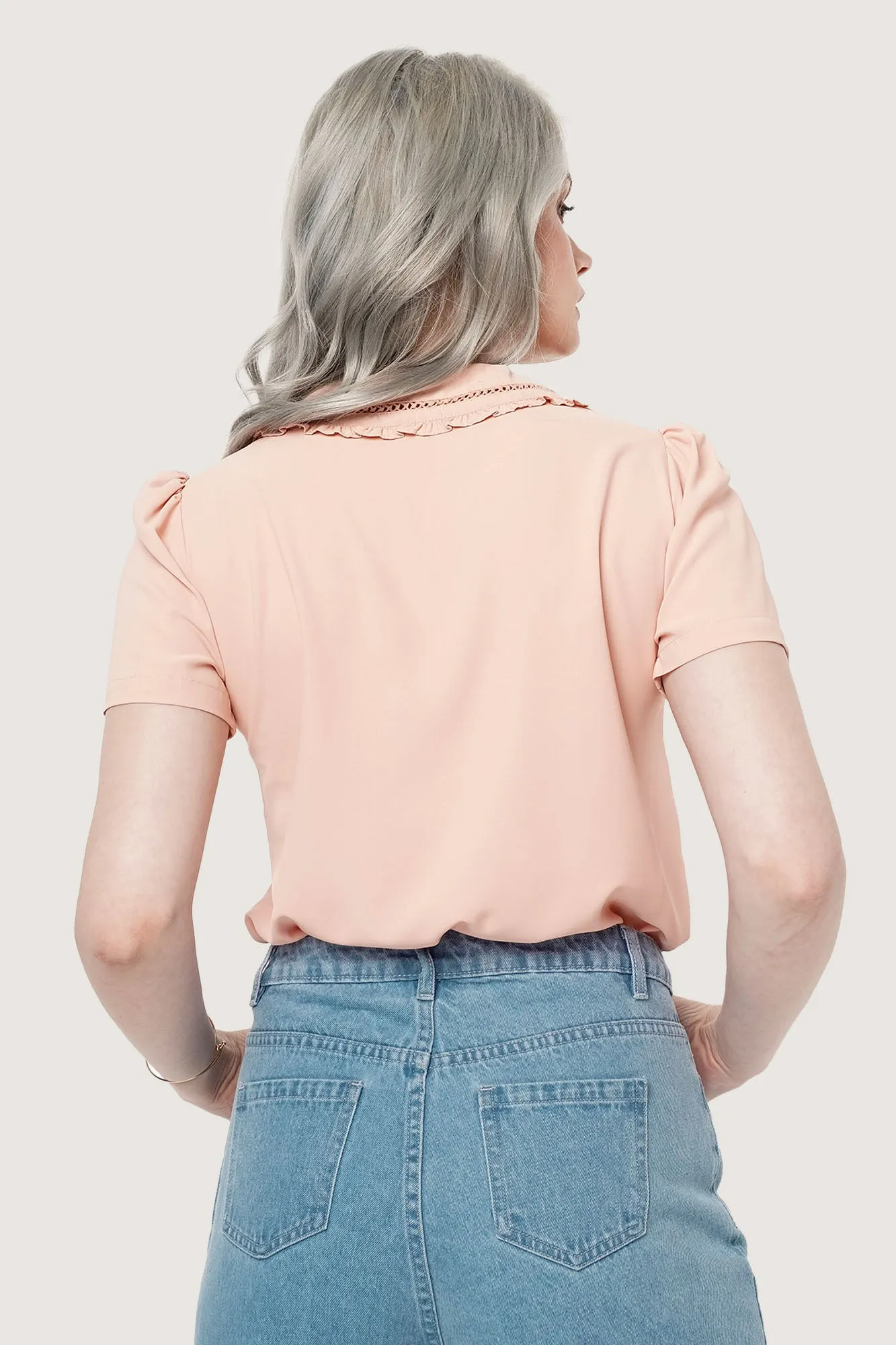 Lace Collar Button Down Shirt