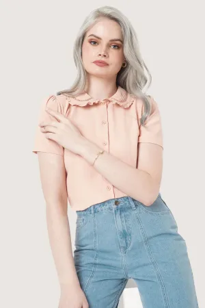 Lace Collar Button Down Shirt