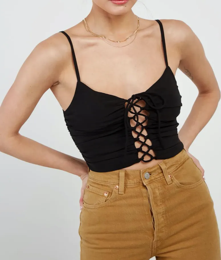 Lace Up Center Crop Top