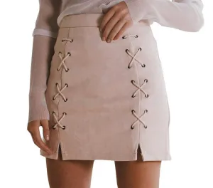 lace up leather suede pencil skirt Winter cross high waist skirt Zipper split bodycon short skirts womens