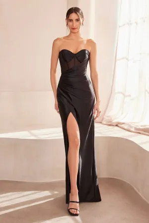 Ladivine Amoris T708 Strapless Fitted Satin Prom Gown